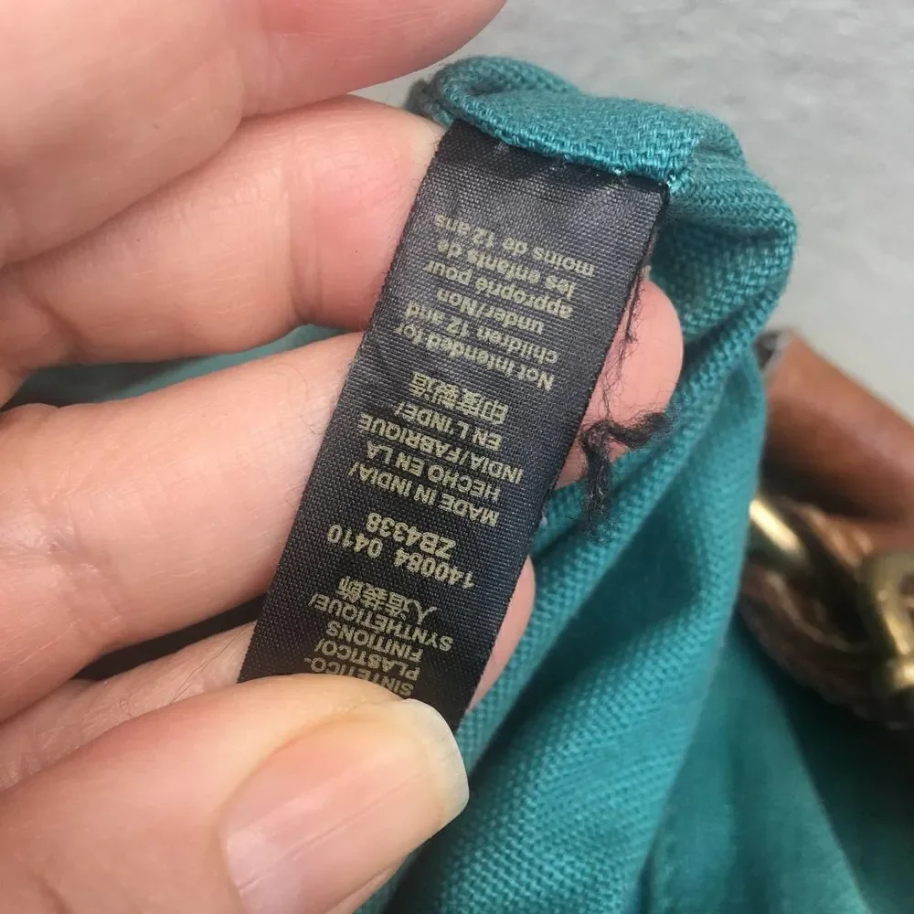 Vintage Graphic Fossil Cotton Leather Boho Hippie Bag